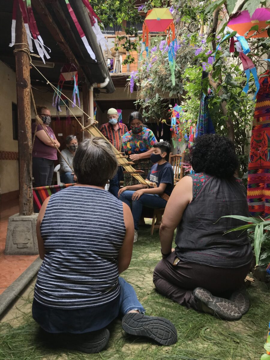 Weaving at Doña Lidia: Master weaver Doña Lidia López welcomes group at her home.
