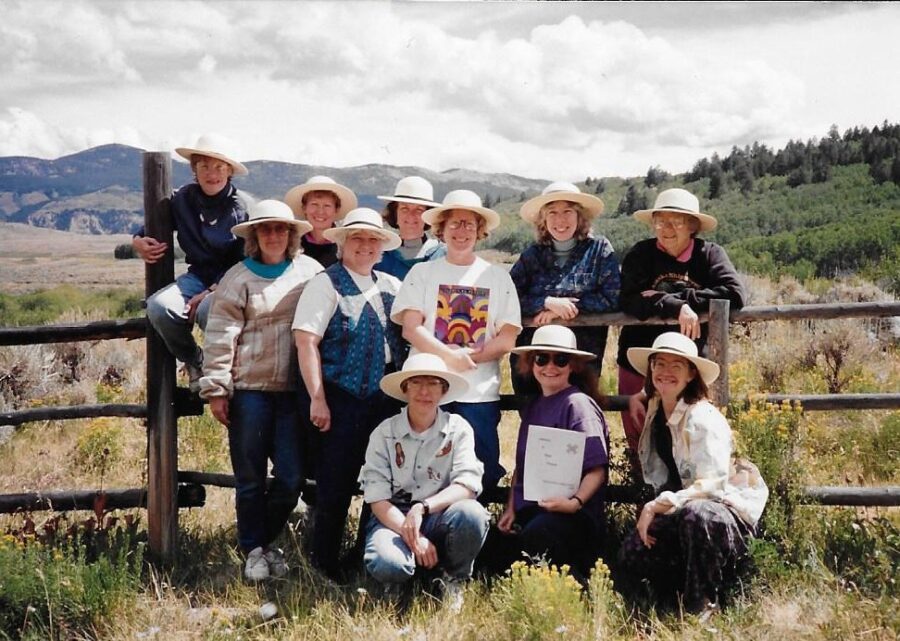 One of the first WARP meetings, Colorado 1993; a very young newsletter editor Linda Temple and board member Beth Davis are in that picture. Hats compliments of Pueblo to People.