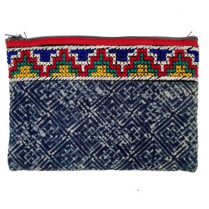 Batik Pouch with Multicolored Cross Stitch - Thailand