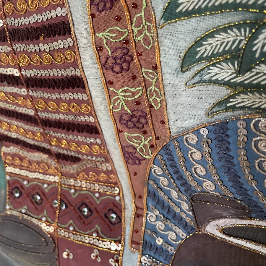 Village Scene Painted Wall Hanging - Indonesia - Image 4