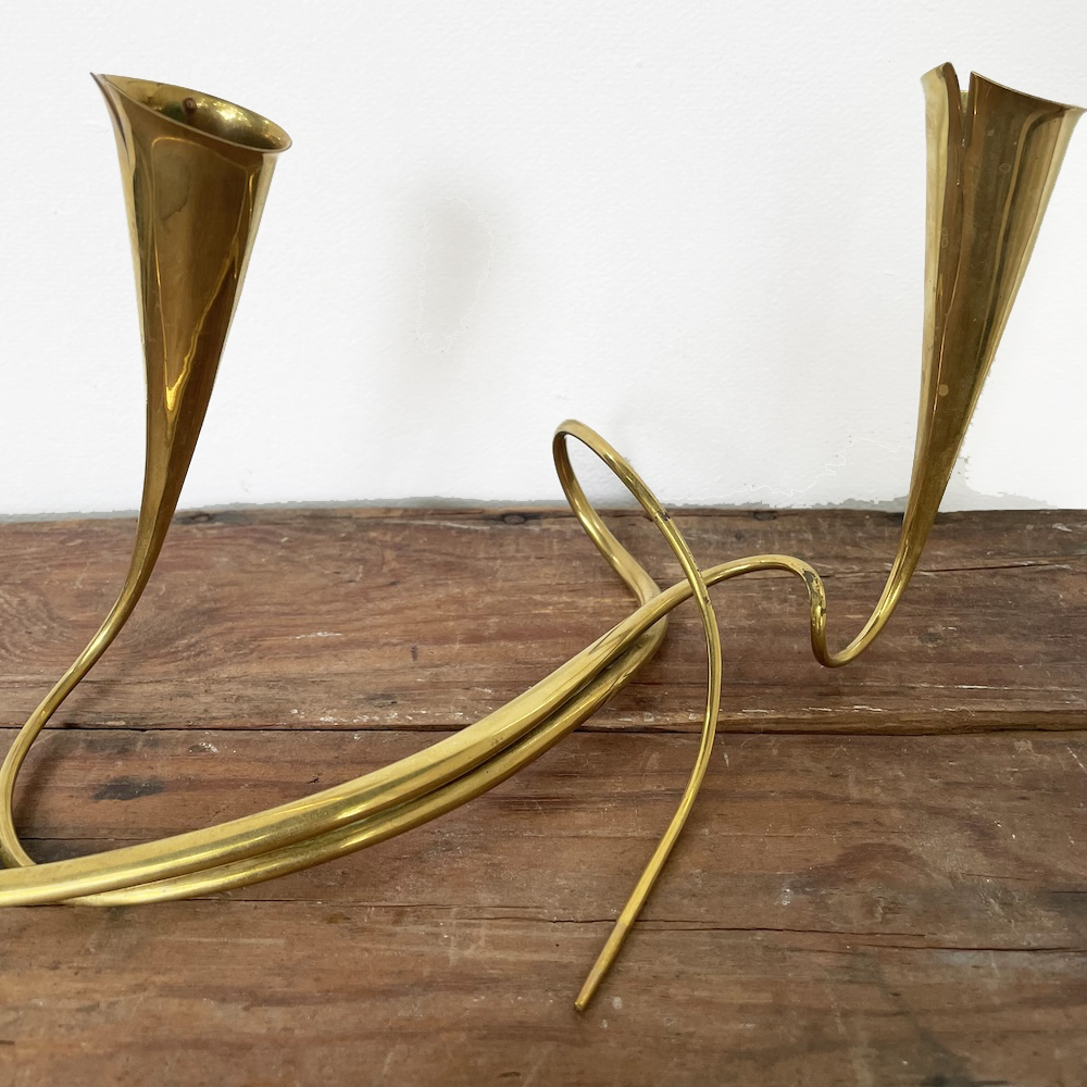 Calla Lily Style Tubular Wrought Brass Candelabra - USA - Image 2