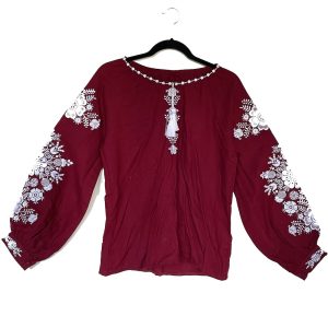 Red Embroidered Cotton Blouse - Romania
