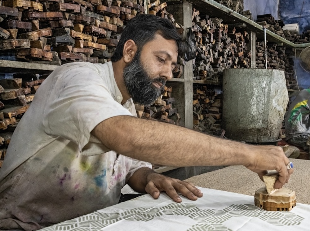 Bairaj Block Printed Silk Batik Scarf from India & book Artisans by Design - Image 4