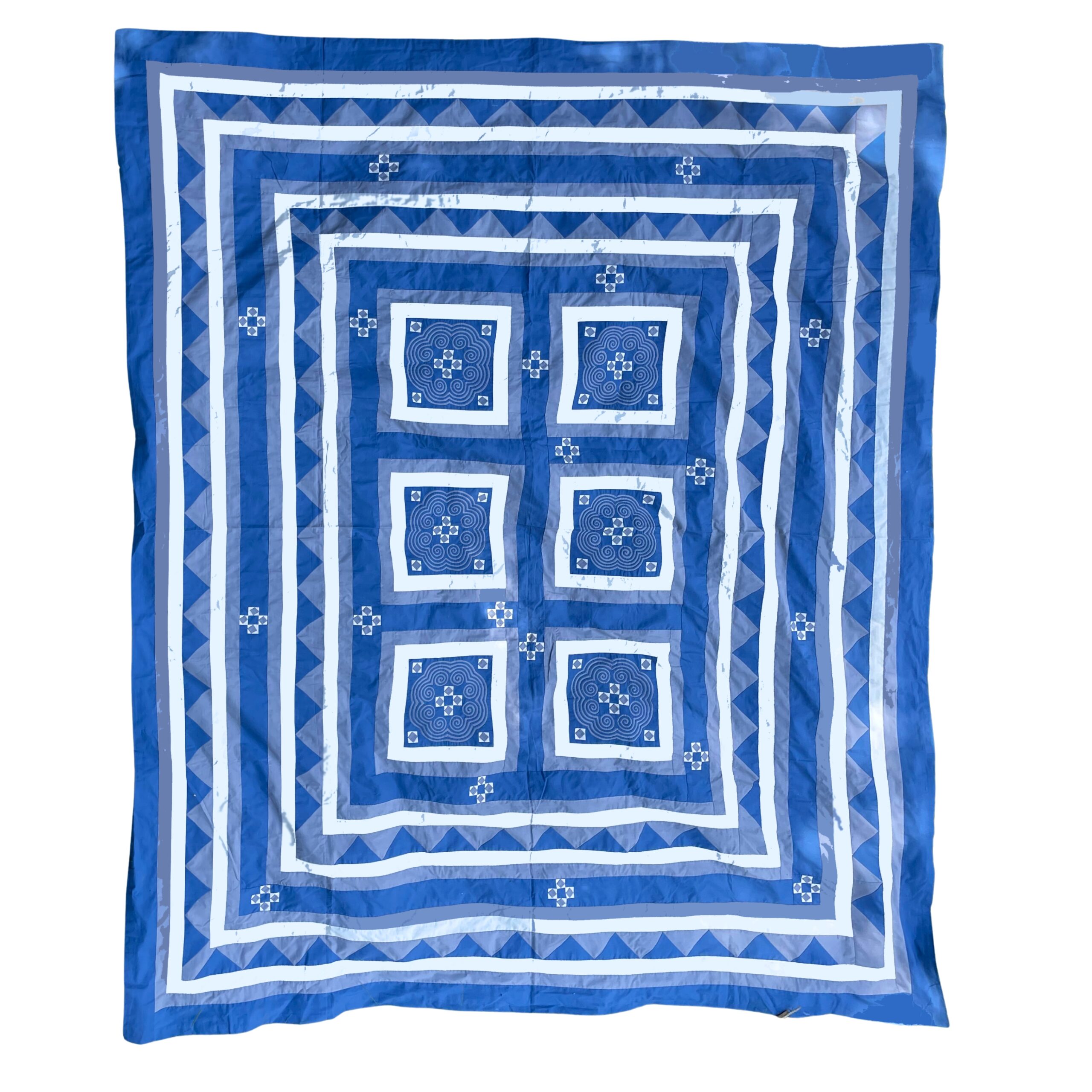 Vintage Blue and Gray Hmong Quilt