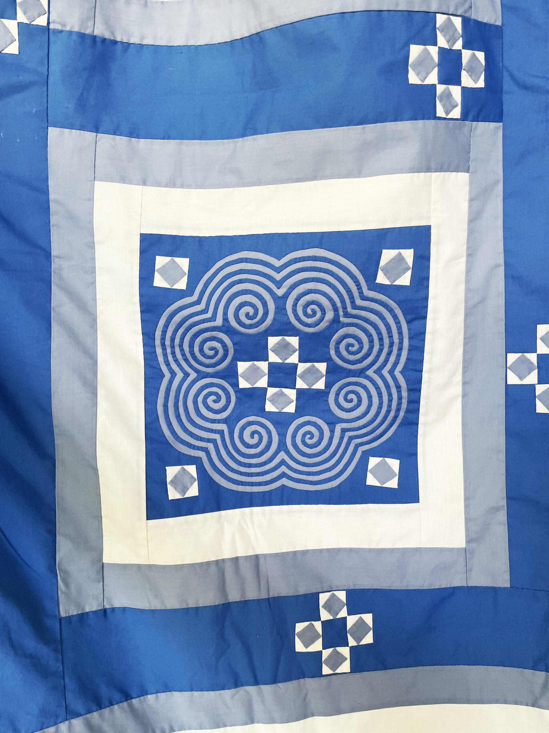 Vintage Blue and Gray Hmong Quilt - Image 2