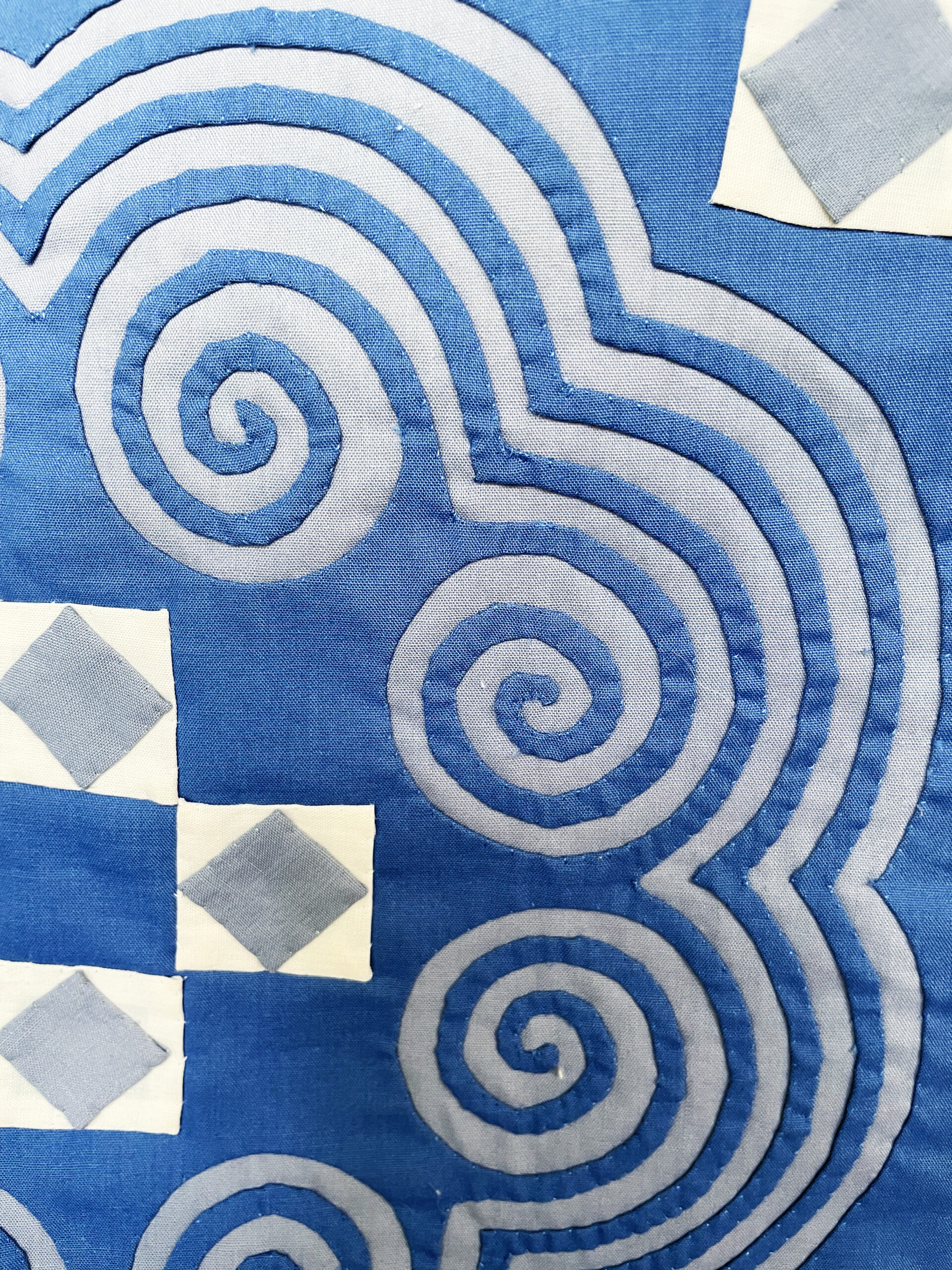 Vintage Blue and Gray Hmong Quilt - Image 4