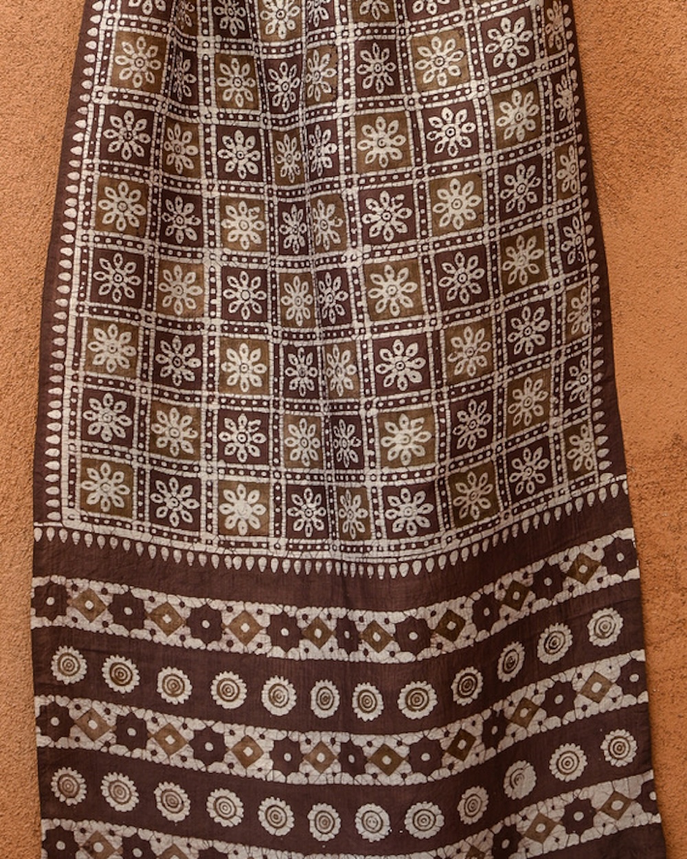 Bairaj Block Printed Silk Batik Scarf from India & book Artisans by Design - Image 2